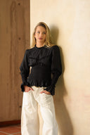 BLUSA JOIE - NEGRA RAYAS