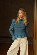BLUSA MAYA -AZUL ESCOCÉS